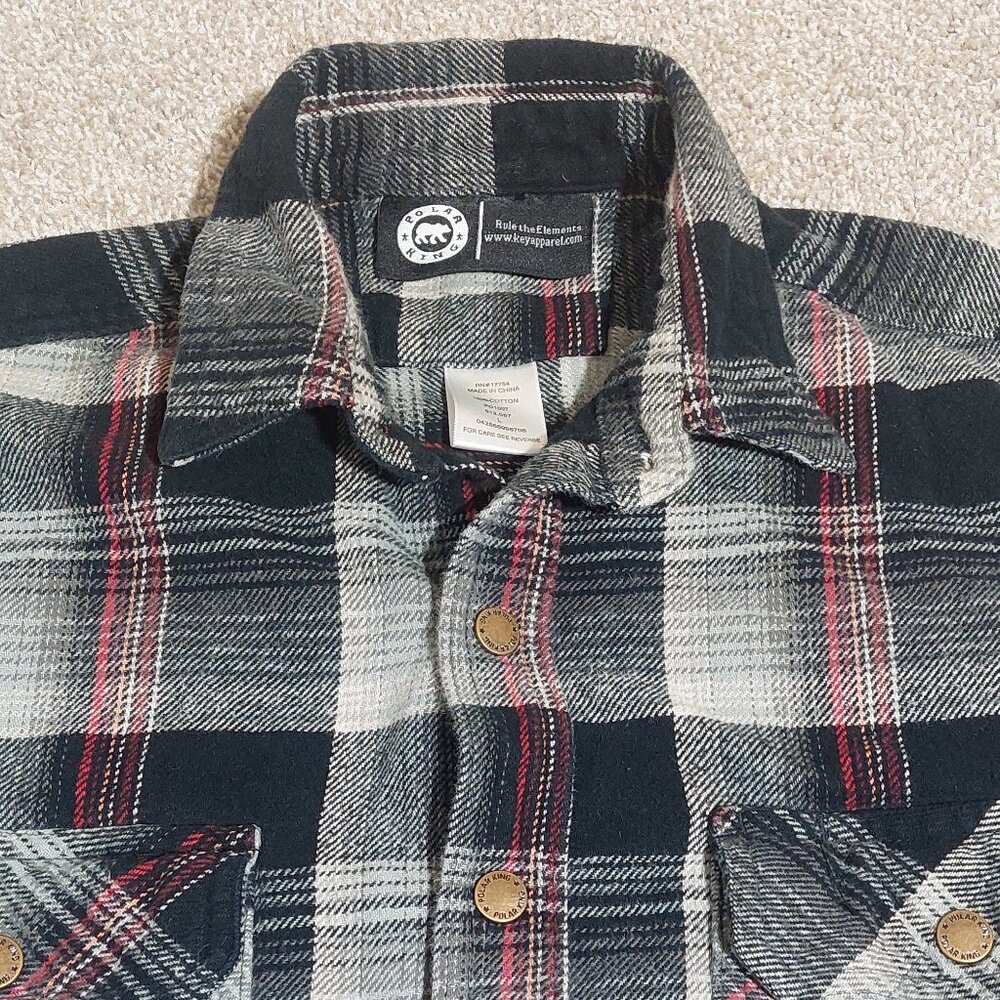 Polar King heavy plaid flannel snap front Size L Large